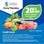 20% off on fresh vegetables, fruits, seafood & meat at Keells for Standard chartered Credit Cards 