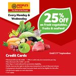 25% off on fresh vegetables, fruits, & seafood at Keells for People's bank credit cards