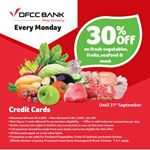 30% off on fresh vegetables, fruits, seafood & Meat at Keells for DFCC Credit Cards