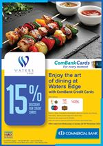 Enjoy the art of dining at Waters Edge with ComBank Credit Cards