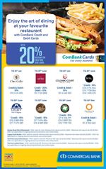Enjoy the art of dining at your favourite restaurant with ComBank Cards