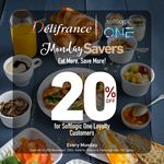 Enjoy 20% off on your total bill for Softlogic One Loyalty customers at Delifrance