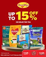 Get up to 15% off on selected Tea at Cargills Food City