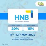 Enjoy up to 20% Off for HNB Credit Cards at The Kids Warehouse