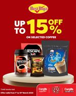 Up to 15% off on selected Coffee at Cargills Food City