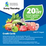 20% Off on fresh vegetables, fruits, seafood & meat at Keells for Standard Charted Credit Cards 