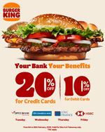 Get up to 25% off with Bank Cards at Burger King