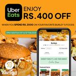 Get Rs. 400 off your UberEats order when you spend Rs. 2000 at Burley’s - Burgers & Beyond