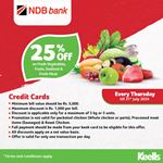25% off on fresh vegetables, fruits, seafood & fresh meat at Keells for NDB Bank credit cards 