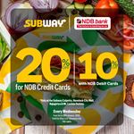 Enjoy up to 20% Off for NDB Cards at Subway Sri Lanka