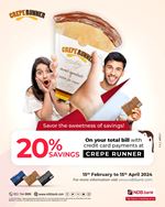 Enjoy 20% off your total bill when you pay with NDB credit cards at Crepe Runner