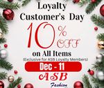 10% Discount on Total Bill Value Exclusive for ASB Fashion Loyalty Card Holders