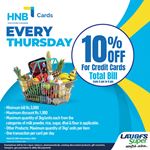 10% off on total bill for HNB Credit Cards at LAUGFS Supermarket