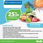 25% off on Fresh Vegetables, Fruits, Seafood & Fresh Meat at Keells for Commercial Bank Credit Cards
