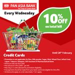 10% off on total bill at Keells with Pan Asia Bank Credit Cards