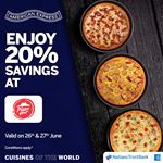 Enjoy 20% Savings at Pizza Hut with your Nations Trust Bank American Express Card