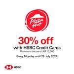 30% off with HSBC Credit Cards at Pizza Hut