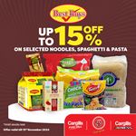 Up to 15% off on selected noodles, spaghetti & pasta at Cargills Food City