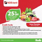 25% off on Fresh Vegetables, Fruits, Seafood & Fresh Meat at Keells for NDB Bank Credit Cards