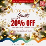 Enjoy an exclusive 20% off on Christmas Eve Gala Dinner Buffet & New Year’s Eve Gala Dinner Buffet when you use Amagi Aria Loyalty Card