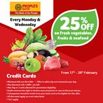 25% off on fresh vegetables, fruits & seafood at Keells with People Bank credit Cards