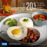 20% off for Amex credit cardholders on dine in at Monsoon Colombo