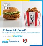 20% off on bills above LKR 500 with HNB Credit Cards at KFC Sri Lanka