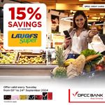 Enjoy 15% OFF on the Total Bill at LAUGFS Supermarket with DFCC Credit Cards