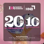 Enjoy up to 20% off at Baskin Robbins for HNB Bank Cards