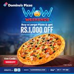 Get Rs.1,000 OFF on Large Pizzas at Domino's Pizza 