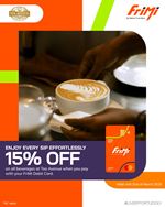 Enjoy 15% off on all beverages at Tea Avenue when you pay with your FriMi Debit Card