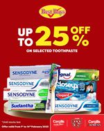 Get up to 25% off on selected Toothpaste at Cargills Food City