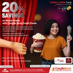 Get 20% savings with Cargills Bank Credit Cards at Majestic Cineplex Colombo & Regal Cinemas 