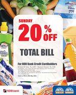 20% off on total Bill for NDB Bank Credit Cardholders at Arpico Super Centre