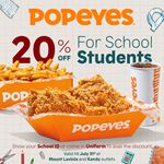 Enjoy 20% off for school students at Popeyes Mount Lavinia & Kandy outlets