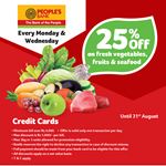 25% Off on fresh vegetables, fruits & seafood at Keells for People Bank credit cards