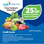 25% off on fresh vegetables, fruits & seafod at Keells for HNB Credit Cards