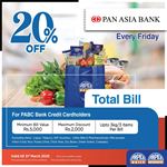 20% off on total bill for Pan Asia Bank credit Cards at Arpico Super Centre