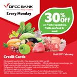 30% off on fresh vegetables, fruits, seafood & meat at Keells with DFCC Credit Cards