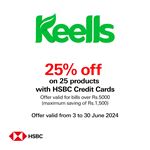 25% off on 25 products with HSBC Credit cards at Keells