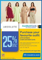 Get 25% discount for Commercial Bank credit and debit cards at Absolute