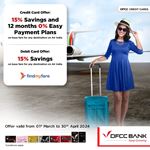 Enjoy 15% Savings on return air tickets to any destination on Air India at findmyfare.com with DFCC Credit and Debit Cards