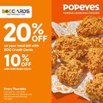 Enjoy up to 20% Off at Popeyes for BOC Cards