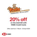 20% Off on the total bill with HSBC Credit Cards at The Sizzle Colombo