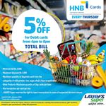 5% off for HNB Debit Cards at LAUGFS Supermarket