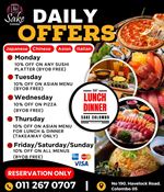 Daily Offers at Sake Colombo 