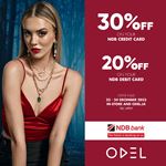 Enjoy up to 30% OFF with NDB Cards when you shop at ODEL 