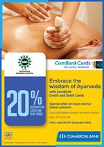 Get 20% discount for ComBank Credit & Debit Cards at Siddhalepa Ayurveda Hospital 