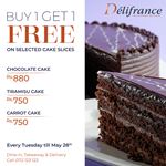 Buy 1, Get 1 Free on selected Cake Slice at Delifrance