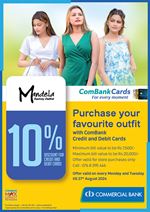 Get 10% discount for Commercial Bank credit and debit cards at madela Factory Outlet